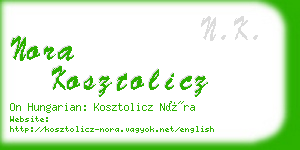 nora kosztolicz business card